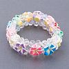 AB Color Plated Glass Bead Multi-Strand Stretch Bracelets BJEW-JB03308-2