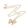 Brass Micro Pave Clear Cubic Zirconia Bowknot Pendant Necklaces for Women NJEW-S432-03G-3