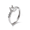 Adjustable Rhodium Plated 925 Sterling Silver Clear Cubic Zirconia Ring Components STER-C011-05P-1