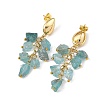 Brass with Raw Rough Natural Aquamarine Beads Stud Dangle Earrings EJEW-JE07474-02-4