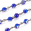 3.28 Feet Handmade Evil Eye Lampwork Round Beaded Chains X-CHC-G009-B-B05-2