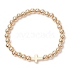 3Pcs 3 Styles CCB Plastic Beads & Opaque Acrylic Beads & ABS Plastic Imitation Pearl Round Beads Stretch Bracelet Set BJEW-JB11605-3