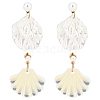 ANATTASOUL 2 Pairs 2 Color Resin Shell Shape Dangle Stud Earrings with Imitation Pearl Beaded EJEW-AN0002-62-1