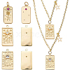 6Pcs 3 Style Embossed Brass Micro Pave Clear & Purple Cubic Zirconia Pendants ZIRC-BC0001-10-1