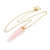 Natural Rose Quartz Bullet Shaped Perfume Bottle Pendant Necklaces G-B089-02G-02-2