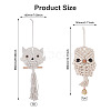 Crafans Owl Cotton Rope & Wood Beads Wind Chime Pendant HJEW-CF0001-05-7