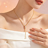 Brass Micro Pave Clear Cubic Zirconia Tassel Lariat Y Necklaces for Women WGB9A21-01-2