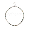 Natural Moss Agate & Pearl & Crystal Rhinestone Beaded Necklace for Women NJEW-JN04209-04-1