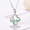 I Love You Clover Floating Pendant Necklace NJEW-BB44350-B-2