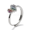 Valentine's Day Rainbow Color Cubic Zirconia Adjustable Rings RJEW-Z023-02A-P-1