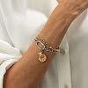 2Pcs 2 Styles Alloy & Iron & Crystal Rhinestone Charm Bracelets & Curb Chain Bracelets for Women FS-WGBE51F-01-2