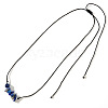 Natural Lapis Lazuli Chip Beaded Adjustable Necklaces with Synthetic Non-magnetic Hematite Square Beads TO0645-3-1