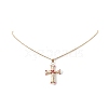 Japanese Seed Beaded Cross Pendant Necklace NJEW-MZ00013-4