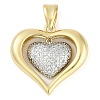 Rack Plating Heart Brass Micro Pave Clear Cubic Zirconia Pendants KK-P287-48A-GP-1