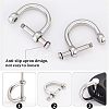 2Pcs 304 Stainless Steel D-Ring Anchor Shackle Clasps STAS-CA0001-56A-4