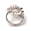 Natural Rose Quartz Sun & Moon Open Cuff Rings RJEW-K241-01P-04-5