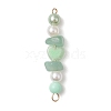 4Pcs 4 Colors Acrylic Pearl & Natural Green Aventurine & Natural Sunstone & Cherry Quartz Glass & Natural Ametrine Gemstone Chip Heart Connector Charms PALLOY-JF03340-01-2