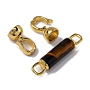 Rack Plating Brass and Tiger Eye Flod Over Clasps KK-B103-07G-2