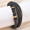 Braided Microfiber Leather Cord & Natural Tiger Eye Multi-strand Bracelets BJEW-C153-01A-1