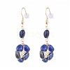Wire Wrapped Natural Lapis Lazuli Dangle Earrings EJEW-JE04150-02-1