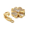 Rack Plating Brass Micro Pave Cubic Zirconia Fold Over Clasps ZIRC-P117-02B-G-2