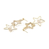 Clear Cubic Zirconia Stars Dangle Stud Earrings with Acrylic Pearl EJEW-G297-06G-2