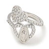 Heart & Virgin Mary Rack Plating Brass Micro Pave Cubic Zirconia Cuff Rings for Women RJEW-F162-11P-2