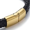 Men's Braided Black PU Leather Cord Bracelets BJEW-K243-51G-3