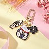 Fortune Cat Fish Flower Alloy Enamel Pendant Decorations HJEW-JM02873-02-1