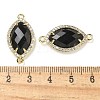 Natural Obsidian Faceted Horse Eye Connector Charms G-G181-07G-08-3