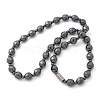 Round Twist Synthetic Non-Magnetic Hematite Beaded Necklaces NJEW-R020-04-4