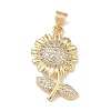 Brass Micro Pave Clear Cubic Zirconia Pendants X-KK-A303-07A-G-1