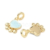 Brass Enamel Paw Print European Dangle Charms KK-L256-08G-2