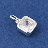 925 Sterling Silver Pave Cubic Zirconia Square Charms with Jump Rings STER-D288-05S-06-2