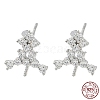 Rhodium Plated Tree 925 Sterling Silver Micro Pave Clear Cubic Zirconia Stud Earring Findings STER-Q192-07P-1