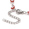 Enamel Heart with Evil Eye Link Chains Bracelet BJEW-P271-07P-01-3