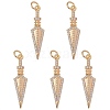 5Pcs Brass Micro Pave Clear Cubic Zirconia Pendants KK-SZ0004-27-1