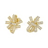 Bowknot Brass Micro Pave Cubic Zirconia Stud Earrings for Women EJEW-Q391-28G-02-1