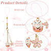 GOMAKERER 4Pcs 4 Colors Japanese Style Porcelain Lucky Cat & Sakura Alloy Enamel Mobile Straps HJEW-GO0001-09-3