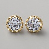 Brass Clear Cubic Zirconia Cufflinks BUTT-WH0012-18G-1
