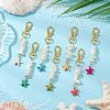 Natural White Mother of Pearl Shell & Synthetic Turquoise Starfish Pendant Decorations HJEW-JM02986-2