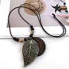 Bohemian Wood Donut Alloy Pendant Long Necklaces for Women FS-WGBD296-07-1