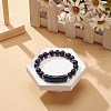 Natural Lapis Lazuli(Dyed) Rectangle Beaded Stretch Bracelet BJEW-JB08982-02-2