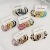 3 Pairs Alloy Acrylic Hoop Earrings FS-WG99021-05-1