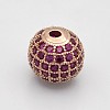 Brass Micro Pave Grade AAA Cubic Zirconia Beads KK-E711-10mm-119RG-NR-1