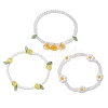 3Pcs 3 Colors Acrylic Charms Bracelets Sets for Women BJEW-TA00577-7