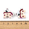 UV Plating Opaque Printed Acrylic European Beads OACR-N153-06B-3
