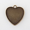 Vintage Tibetan Style Alloy Heart Pendant Cabochon Settings X-TIBEP-M018-145AB-NF-1