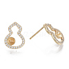 Brass Micro Pave Clear Cubic Zirconia Stud Earring Findings KK-N232-05-NF-2