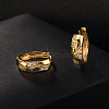 Real 18K Gold Plated Ring Brass Rhinestone Huggie Hoop Earrings EJEW-EE0001-114-2